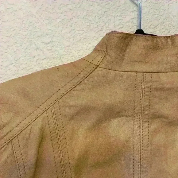 Etcetera tan leather snakeskin jacket sz 2 preppy moto 90s fall winter *flaw - Picture 13 of 13